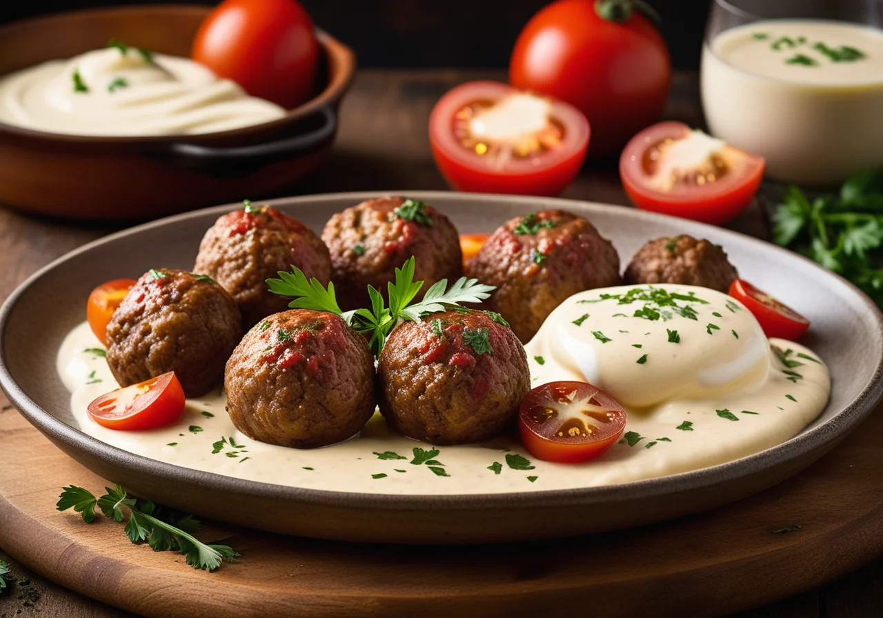Oven Potatoes and Tomatoes with Meatballs