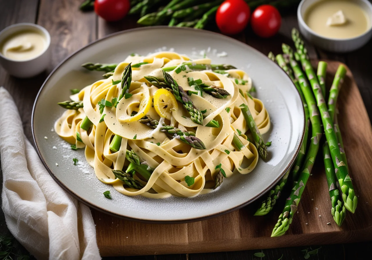 Pasta mit Spargel und Sahnesauce