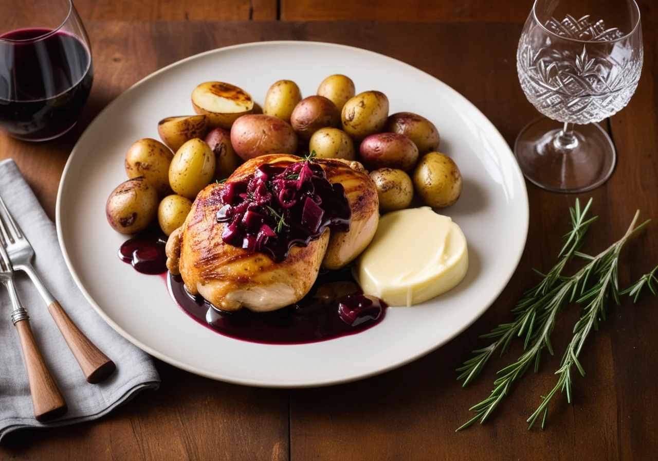 Chicken with Red Wine Sauce