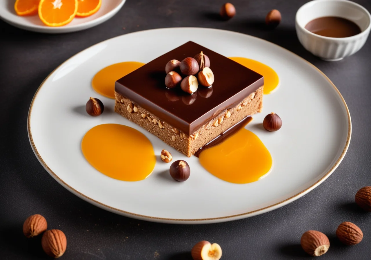 Nut-Chocolate Terrine with Apricot Sauce