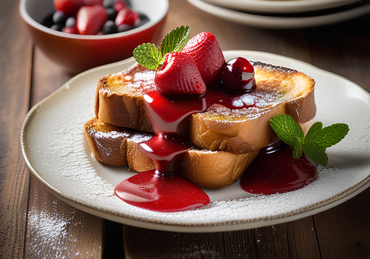 French Toast with Strawberry Sauce