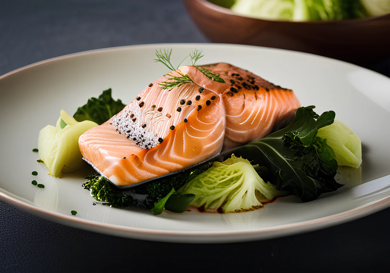 Steamed Salmon with Savoy Cabbage