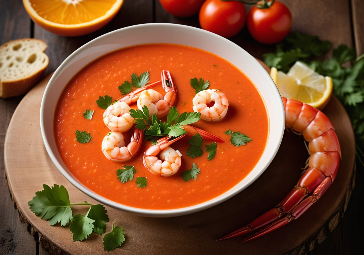 Fruity Tomato Soup with Shrimp