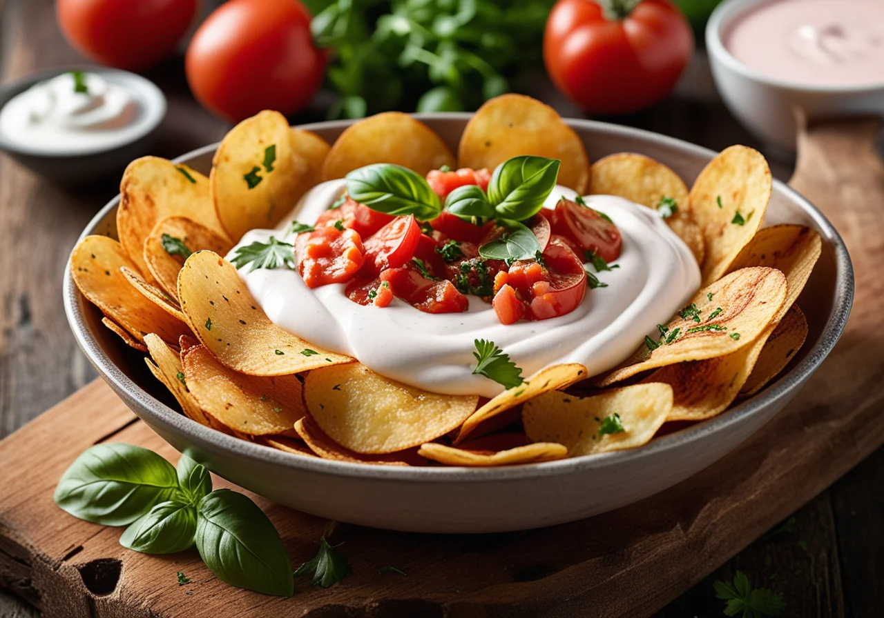 Potato Chips with Yogurt Sauce