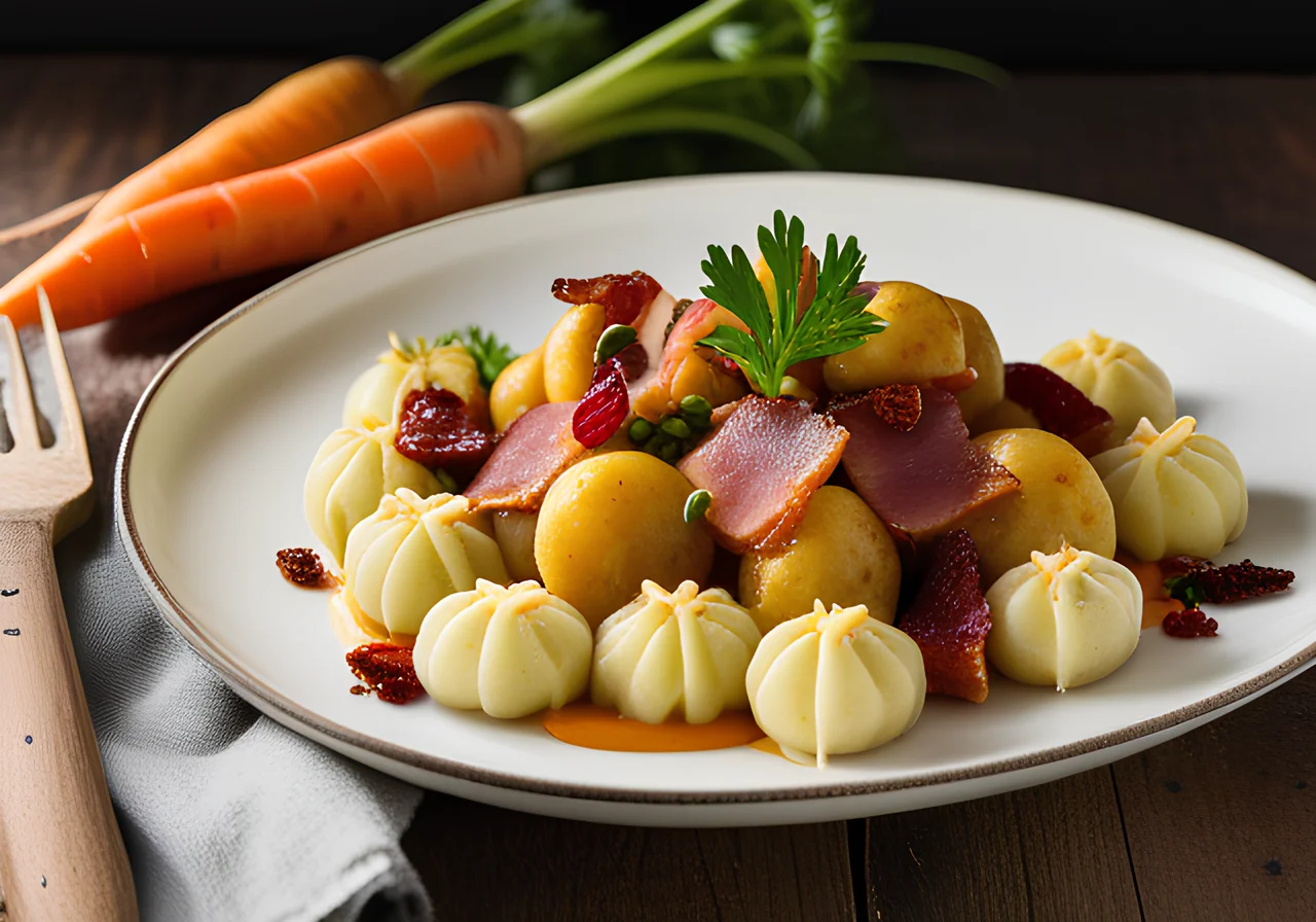 Wild Garlic Gnocchi with Kohlrabi-Carrot Vegetable