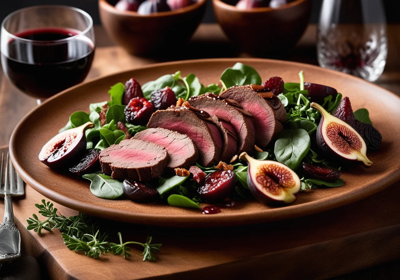 Venison Tenderloin Marinated in Rapeseed Oil with Field Salad