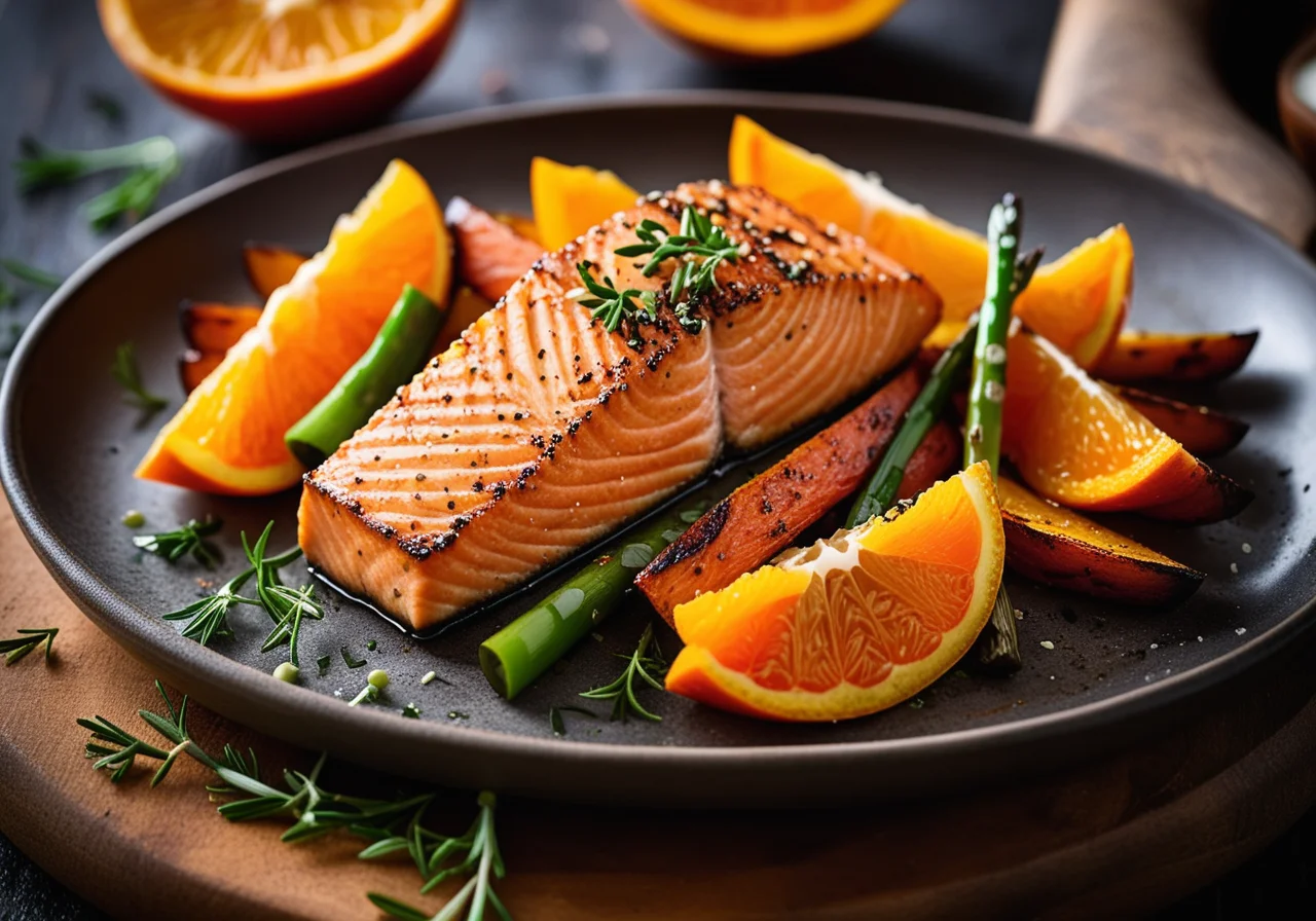 Pan‑fried Salmon with Mixed Vegetables