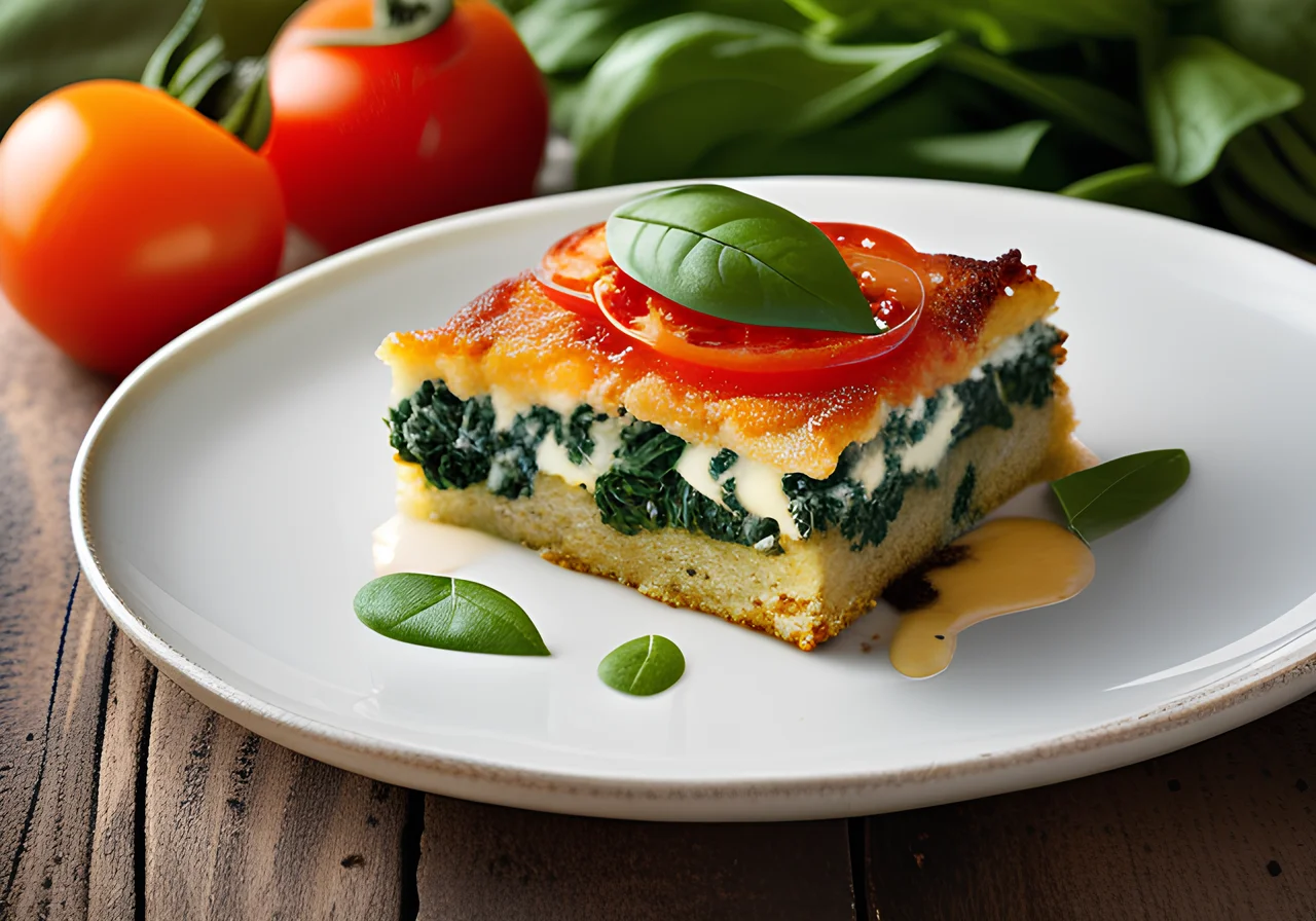 Potato Cake with Spinach and Tomatoes
