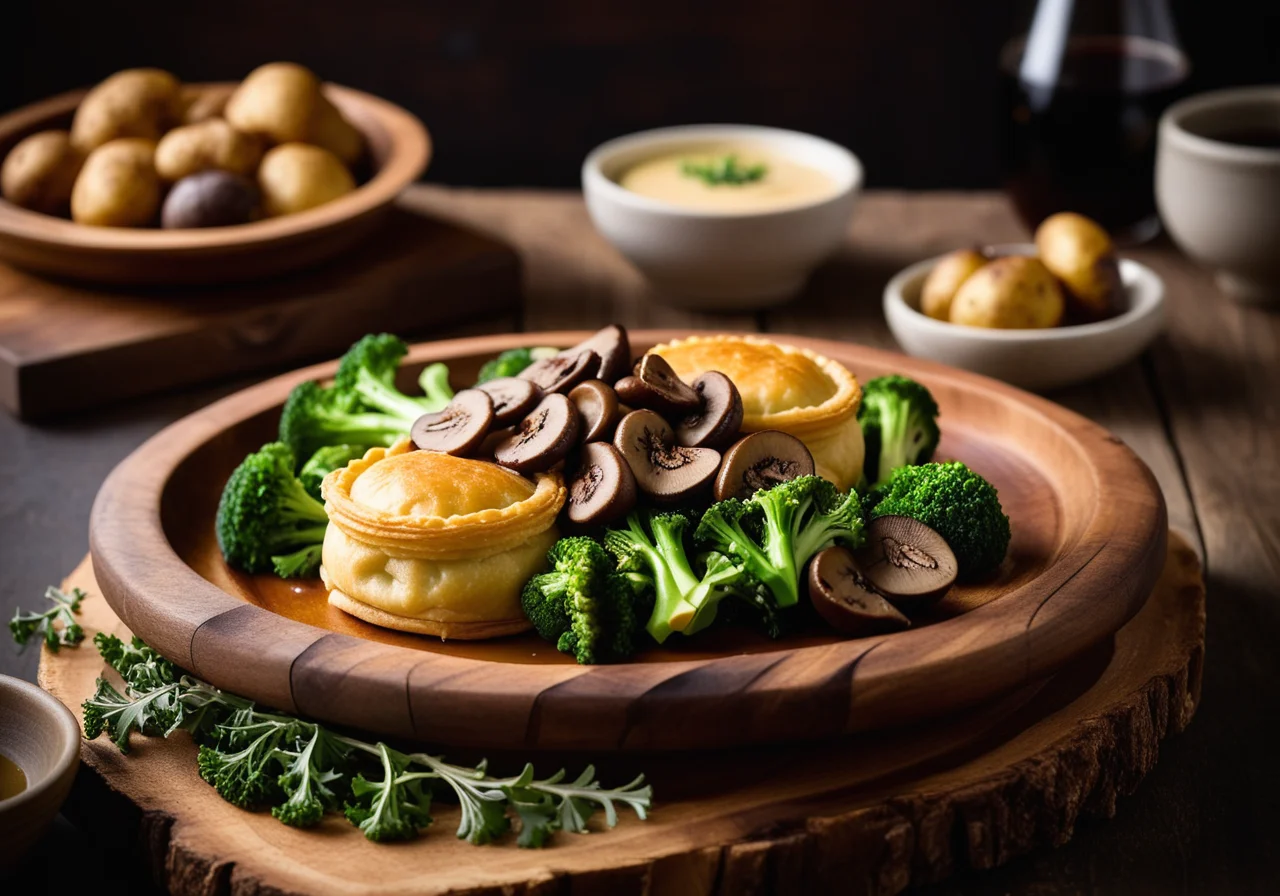 Veal Fillet Wrapped in Puff Pastry with Potatoes and Broccoli