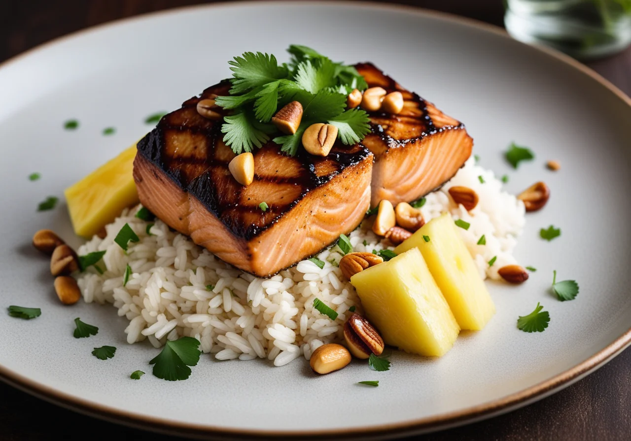 Teriyaki Salmon Fillet with Pineapple Rice