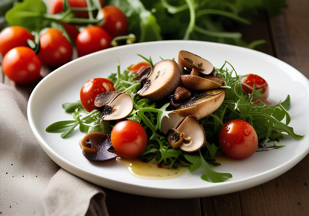 Arugula Salad with Sautéed Porcini Mushrooms