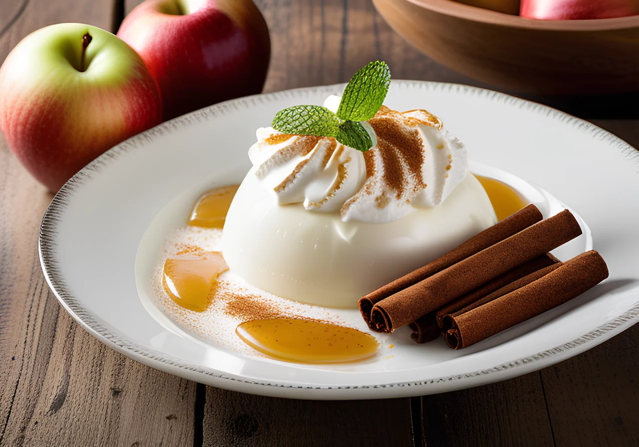 Yogurt Quark Cream with Apple Compote and Vanilla Whipped Cream