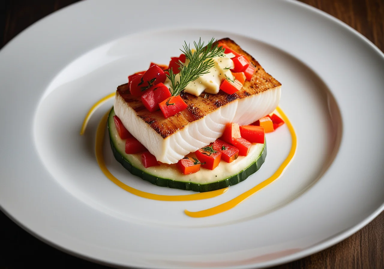 Poached Zander Fillet with Delicate Vegetables and Vanilla Butter