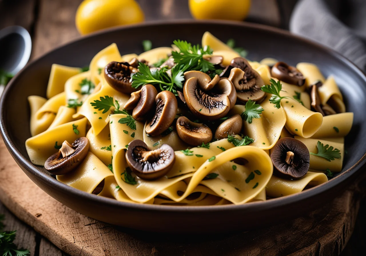 Pappardelle with Fried Mushrooms