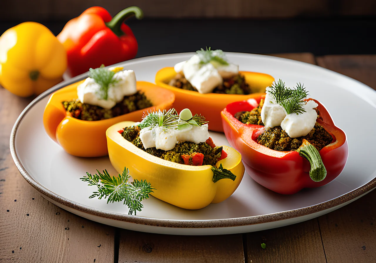 Stuffed Zucchini and Pepper Boats