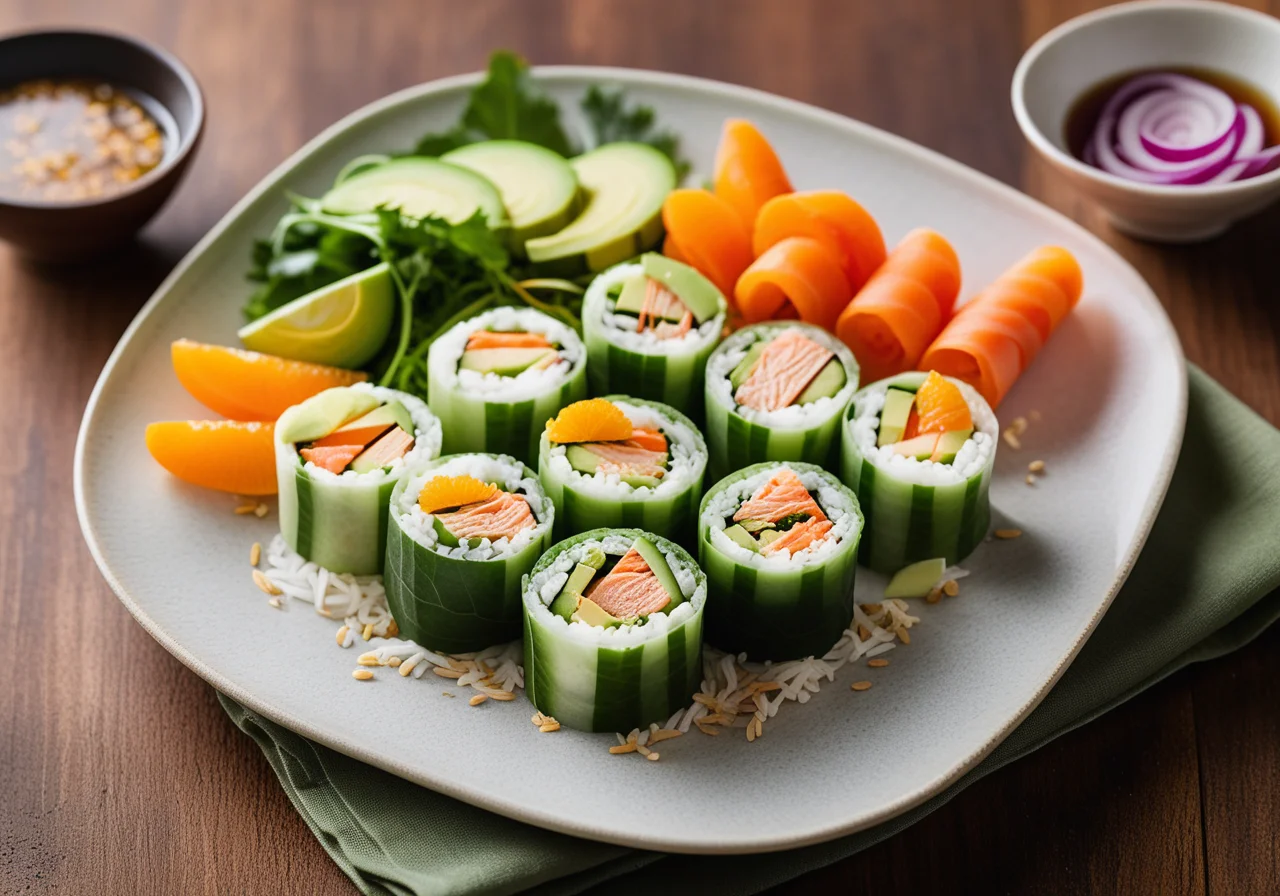 Rice paper rolls with vegetable filling