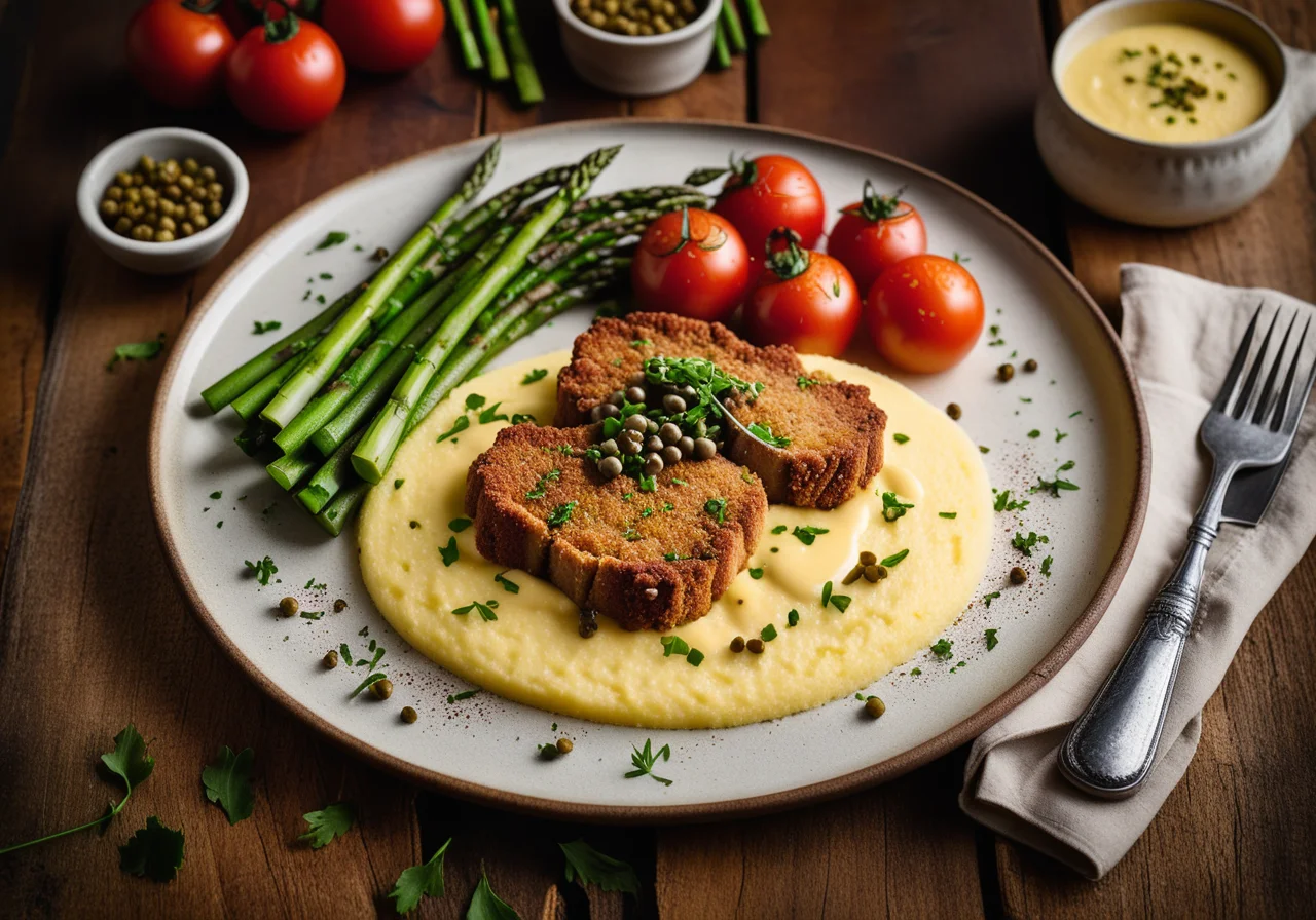 Veal Schnitzels on Polenta