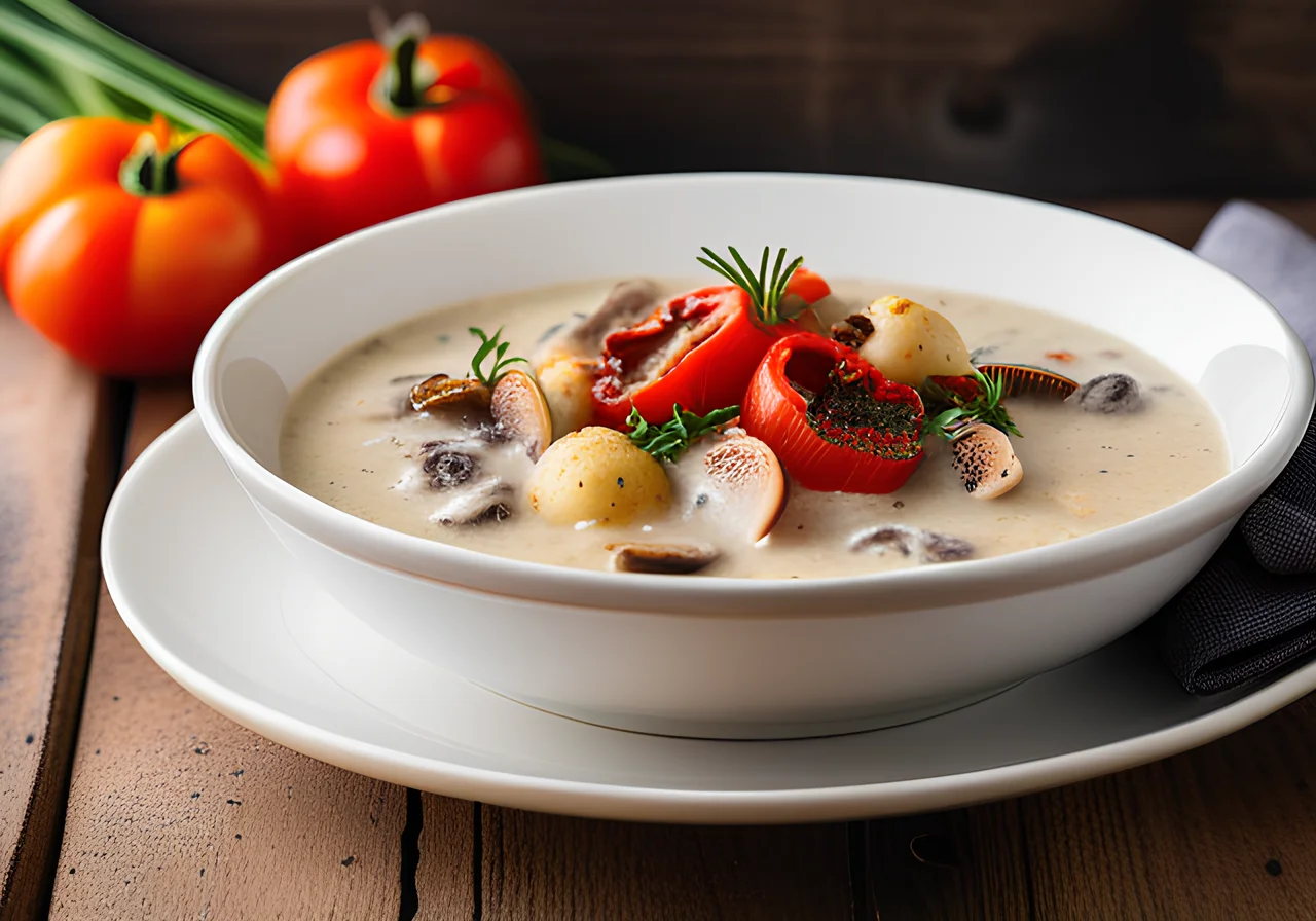 Colorful Mushroom Soup with Gnocchi and Sun-Dried Tomatoes
