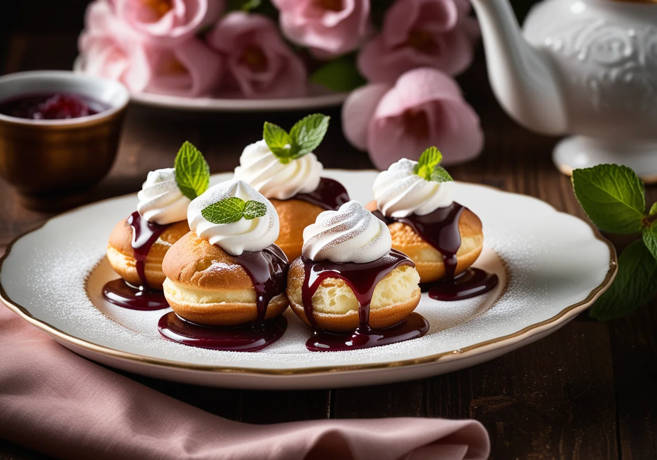 Profiteroles with Whipped Cream