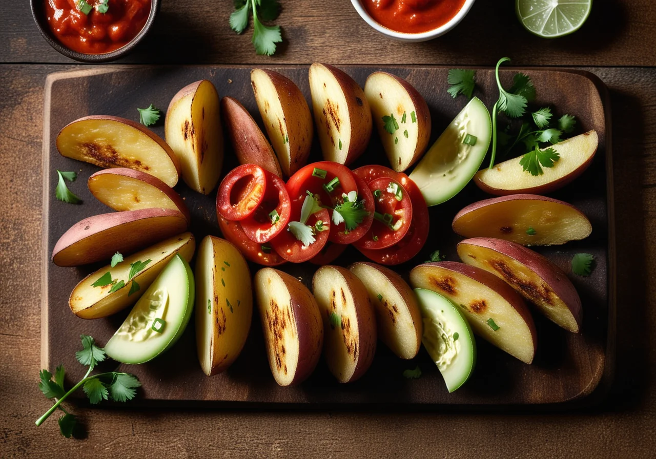 Oven Potatoes with Tomato-Chili Dip