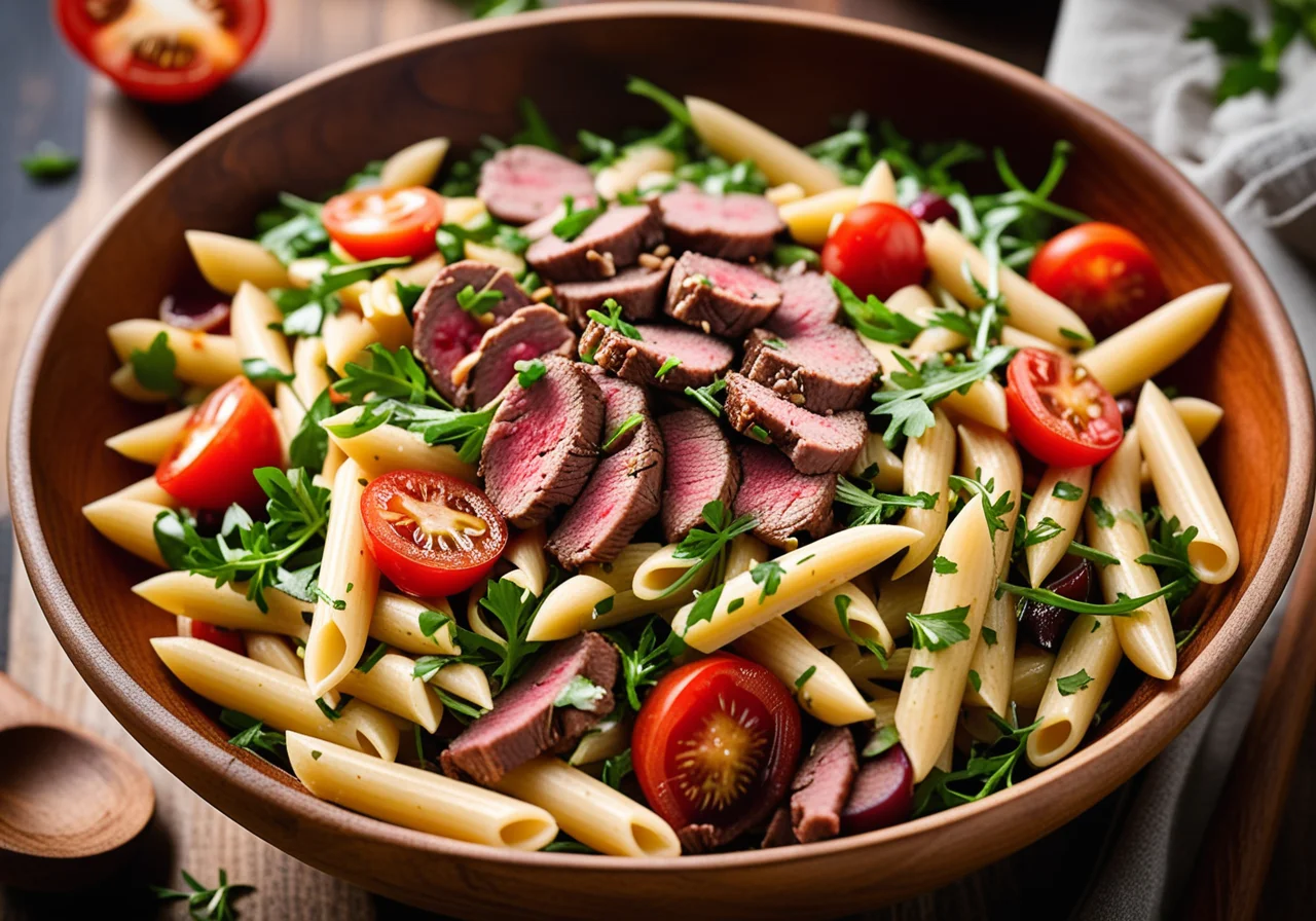 Pasta Salad with Beef Strips