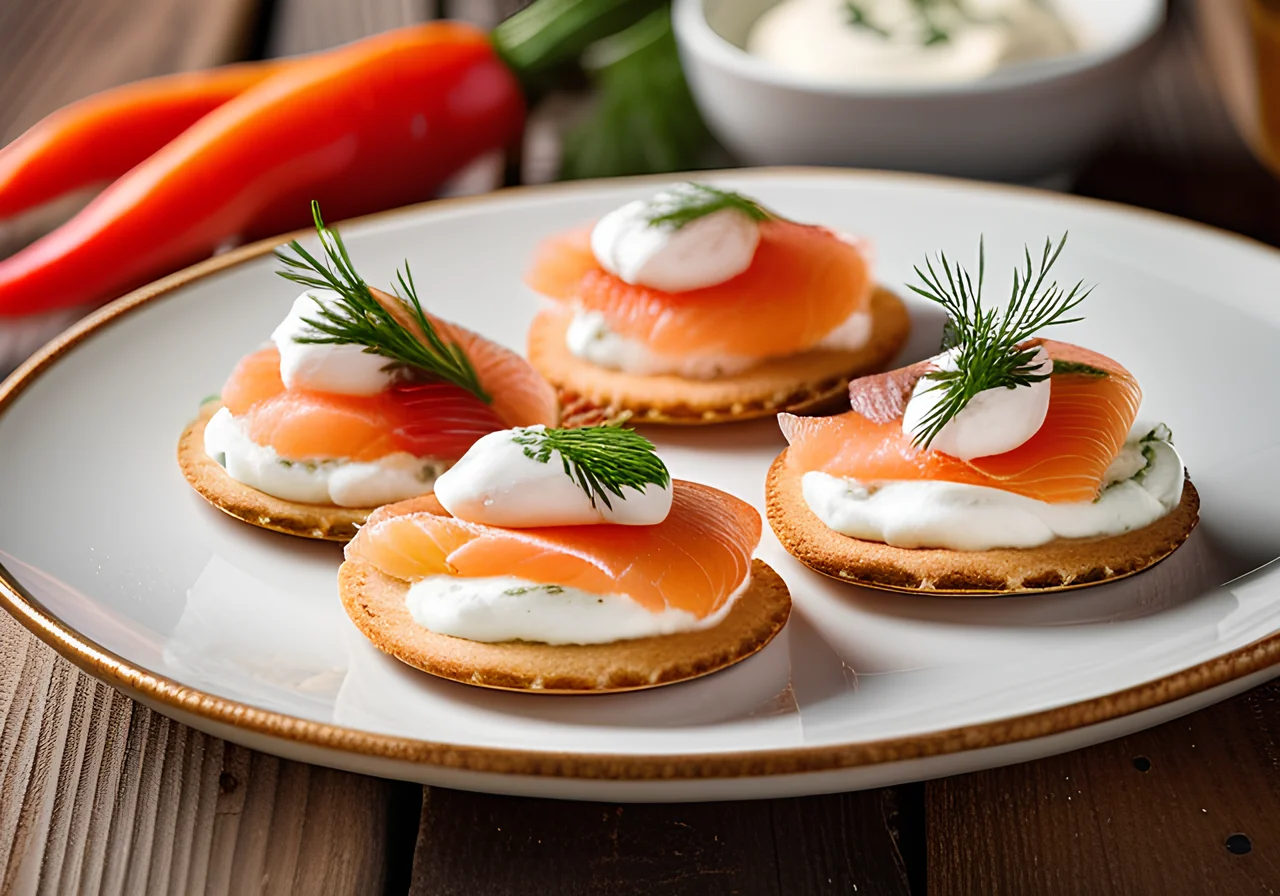 Blinis with Sour Cream and Smoked Salmon