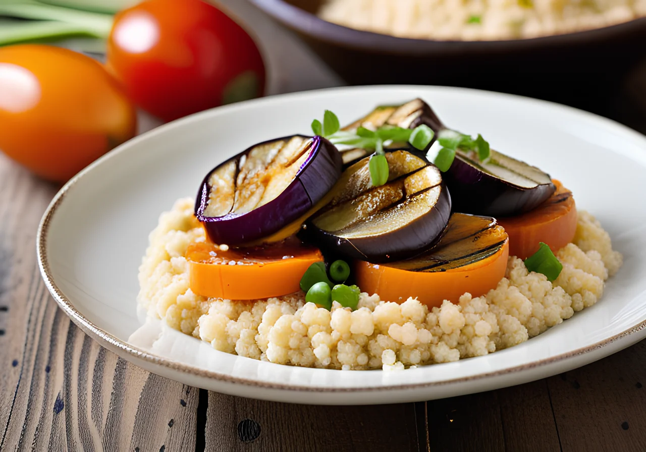 Eggplant with Goat Cheese and Couscous