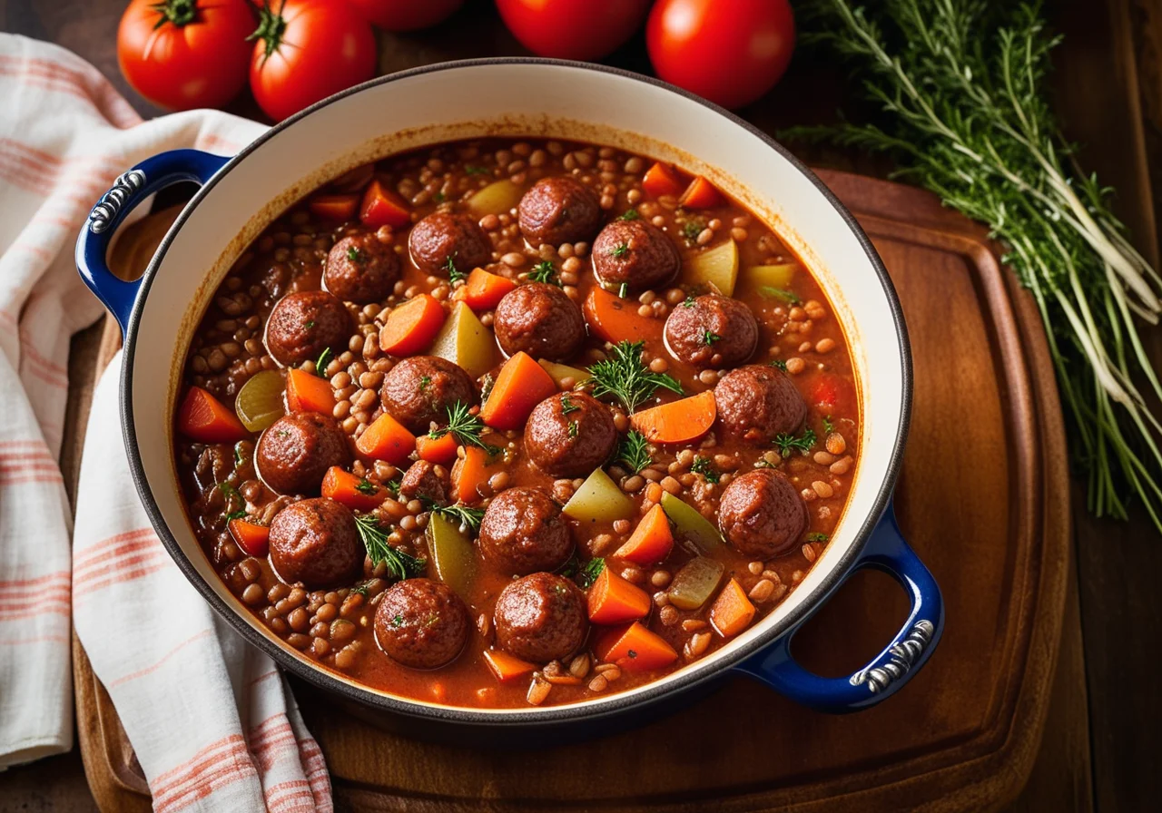 Linsen-Salsiccia-Topf