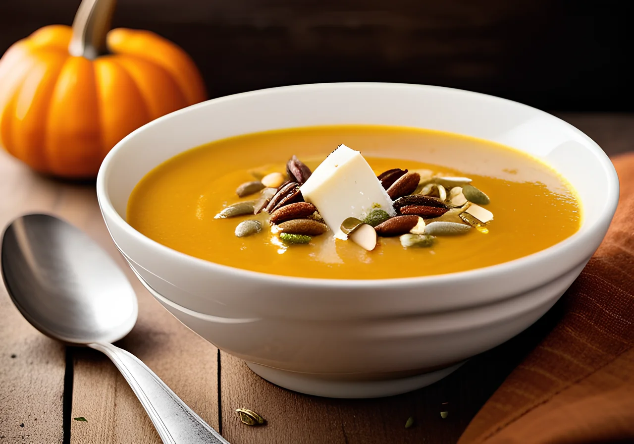 Pumpkin and Parsnip Soup with Cheese