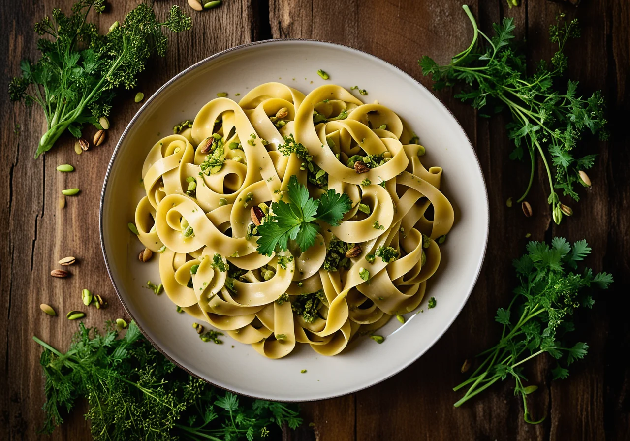 Tagliatelle with Pistachios and Lemon Cream Sauce