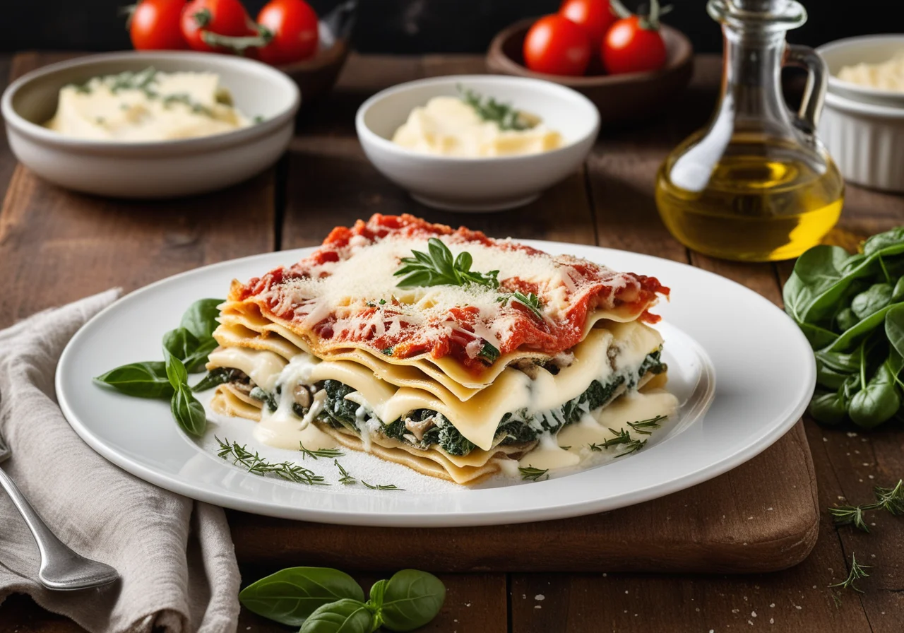 Vegetable Lasagna with Mushrooms and Spinach
