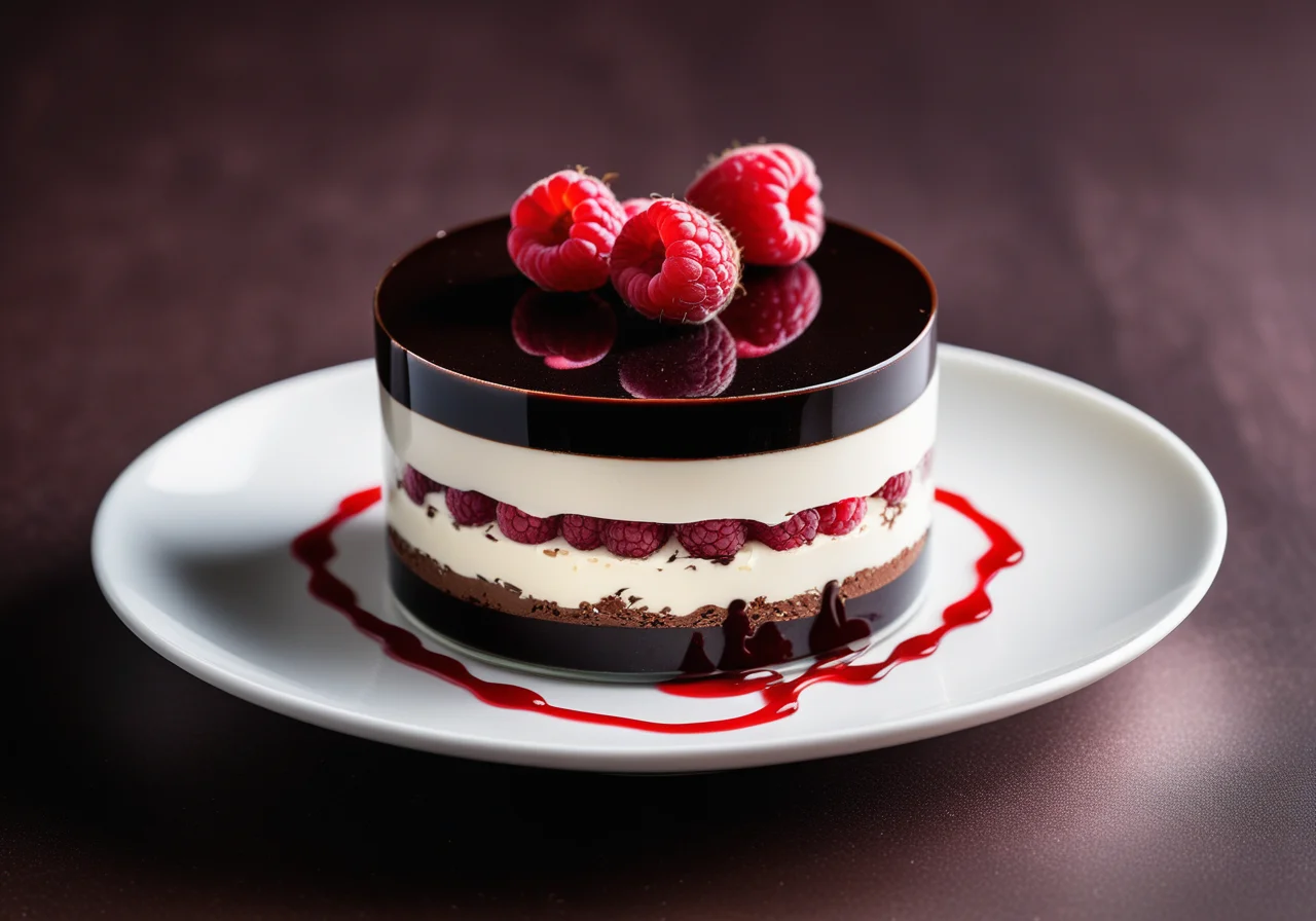 Black-White Parfait with Raspberries