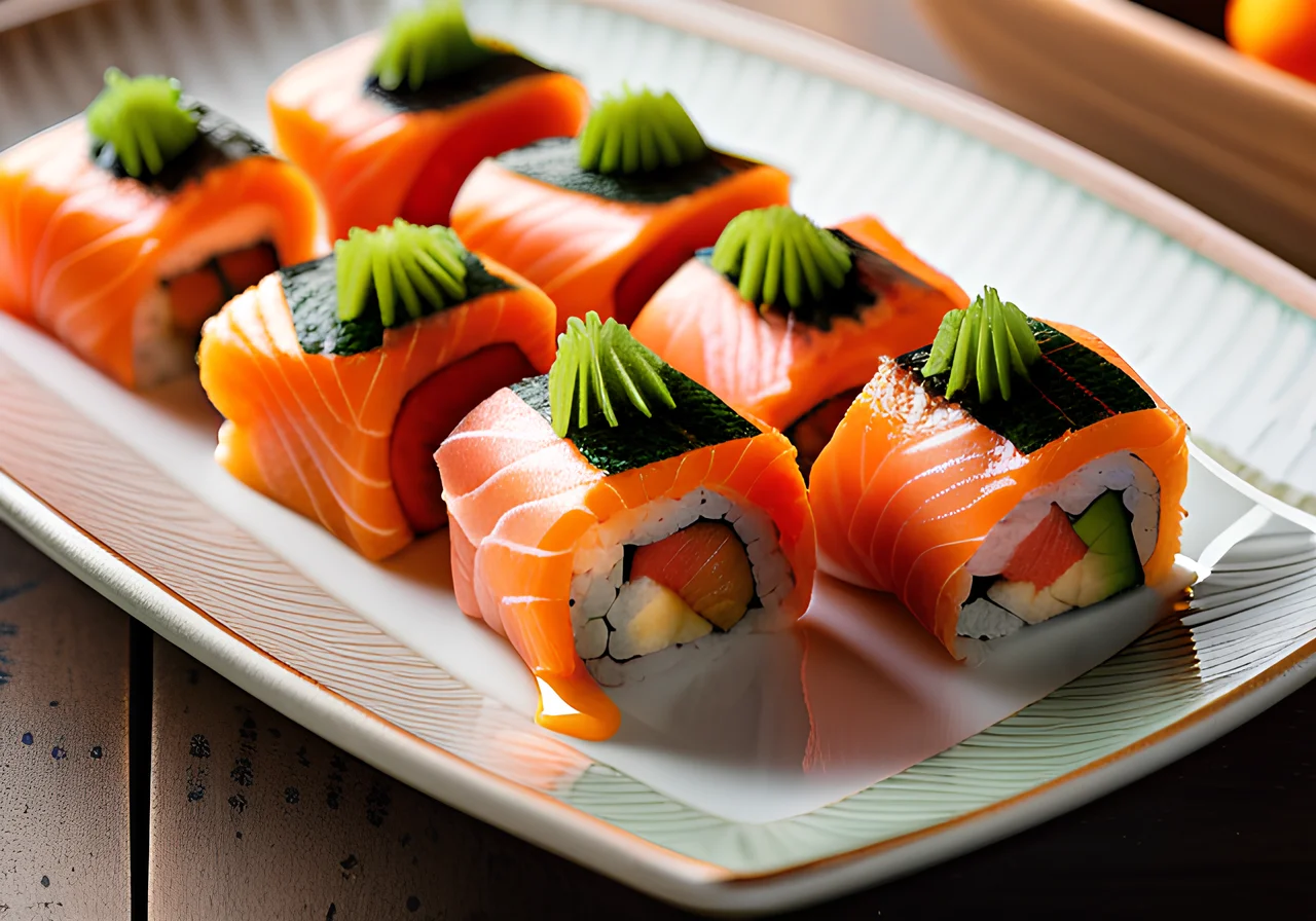 Pumpkin and Wild Salmon Maki Sushi