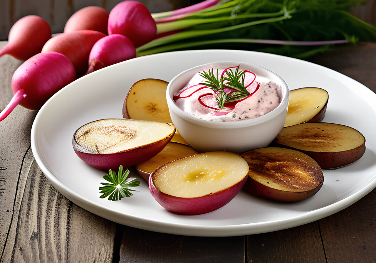 Potato Slices with Radish Cream Cheese