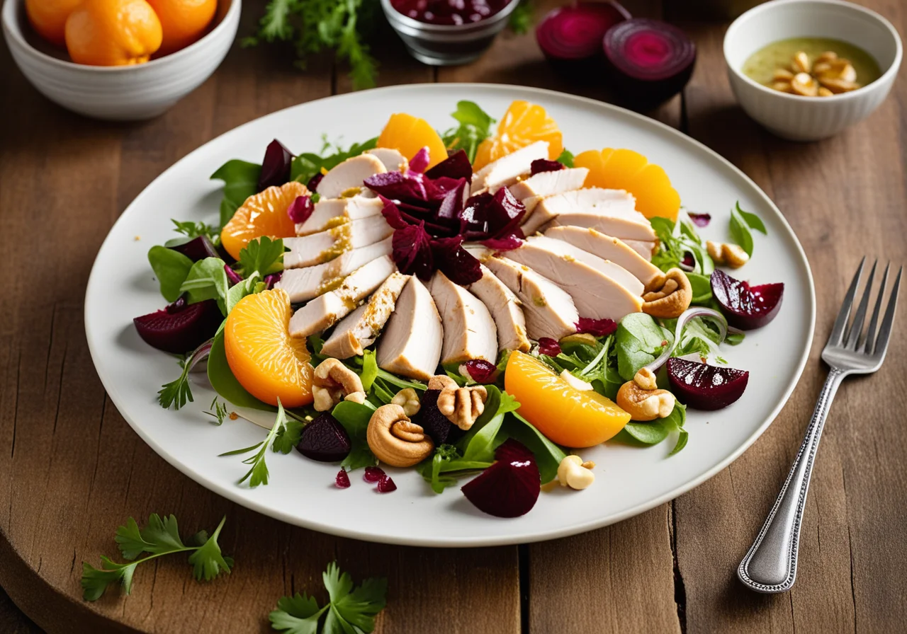 Chicken Salad with Mandarins and Cashew Nuts