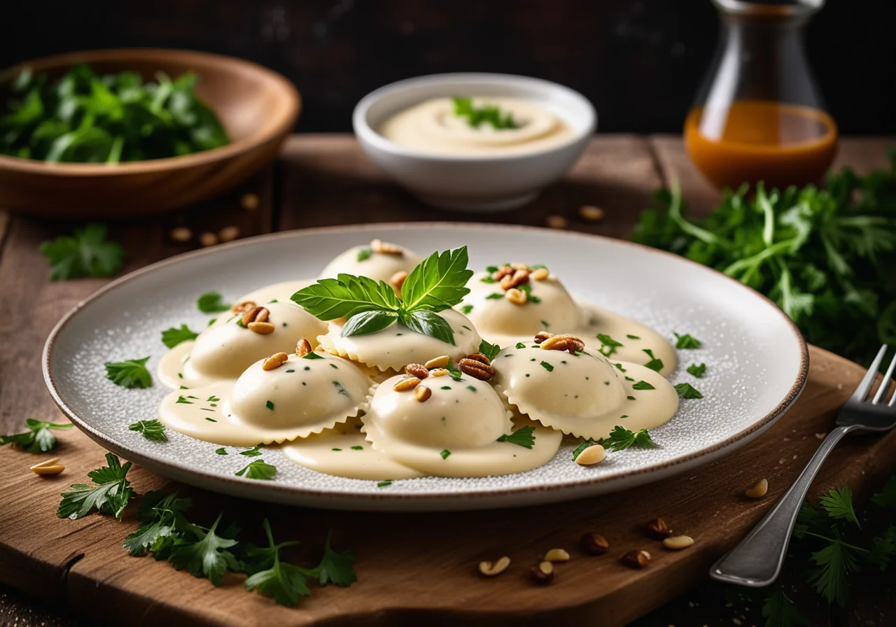 Ravioli with Cheese Sauce