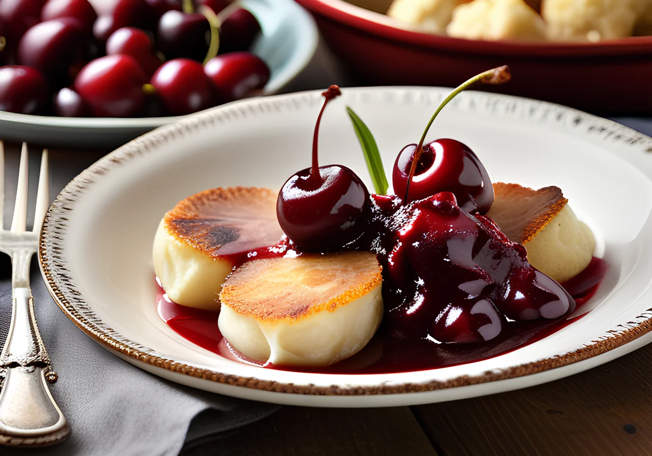 Rabbit Roast with Cherry Sauce and Potato Dumplings