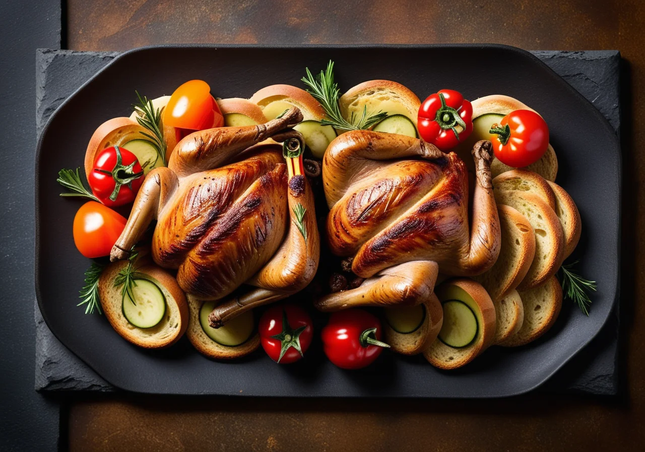 Roasted Partridge with Olive Ciabatta Filling