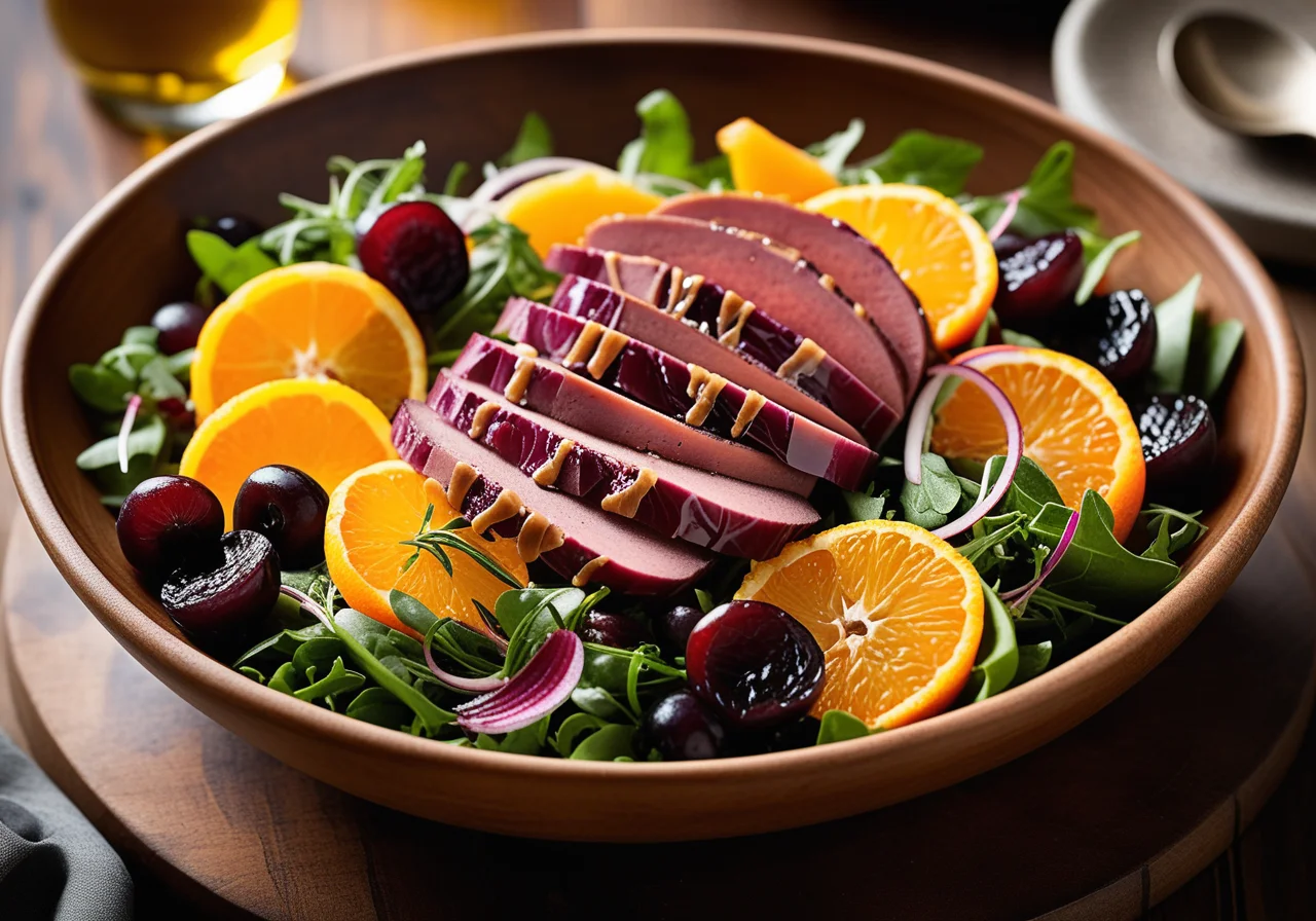 Salad with Duck Liver and Orange Fillets