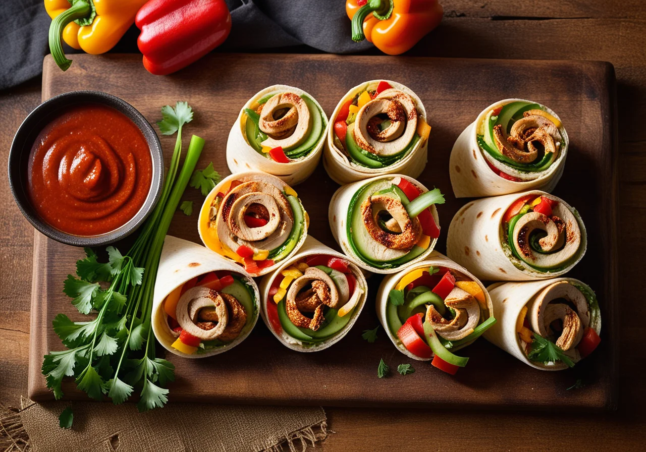 Tortillas with Chicken, Bell Pepper and Sweet Chili Sauce