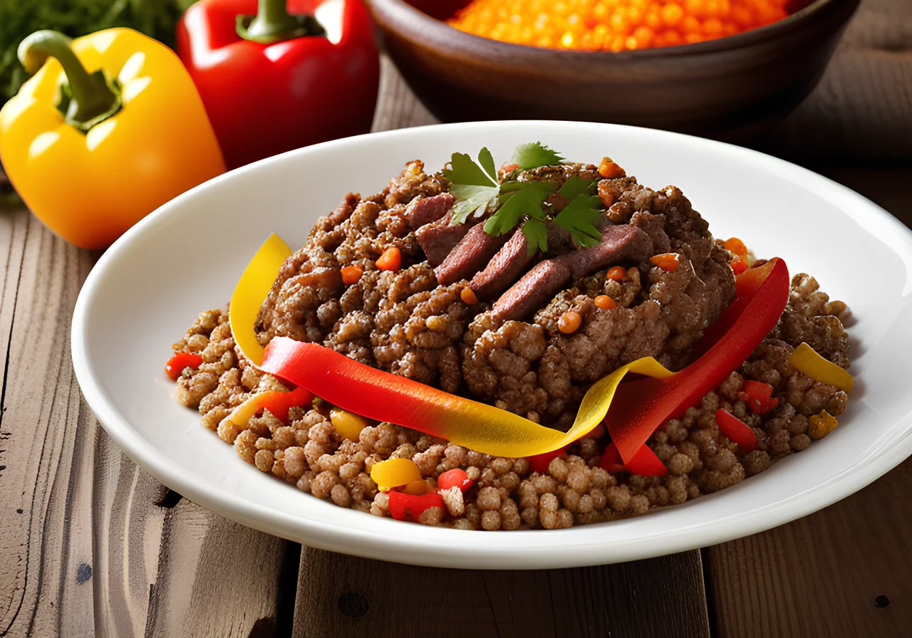 Ground Beef Skillet with Buckwheat and Bell Peppers