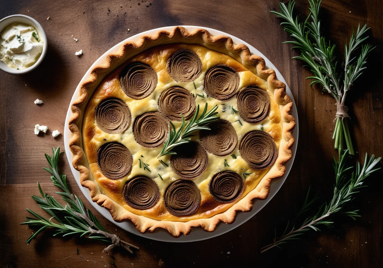 Artichoke Quiche with Mushrooms and Feta