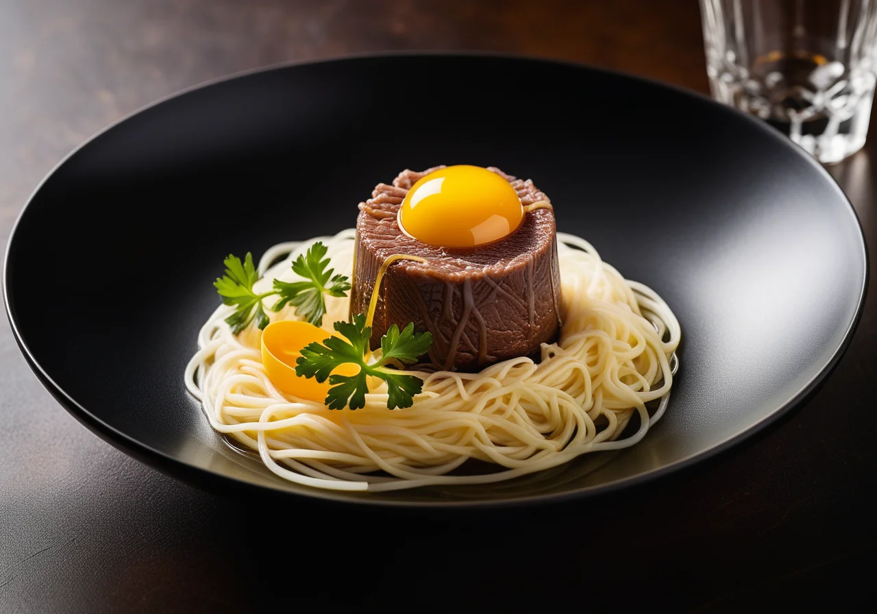 Beef-Tea Shooter with Egg Yolk