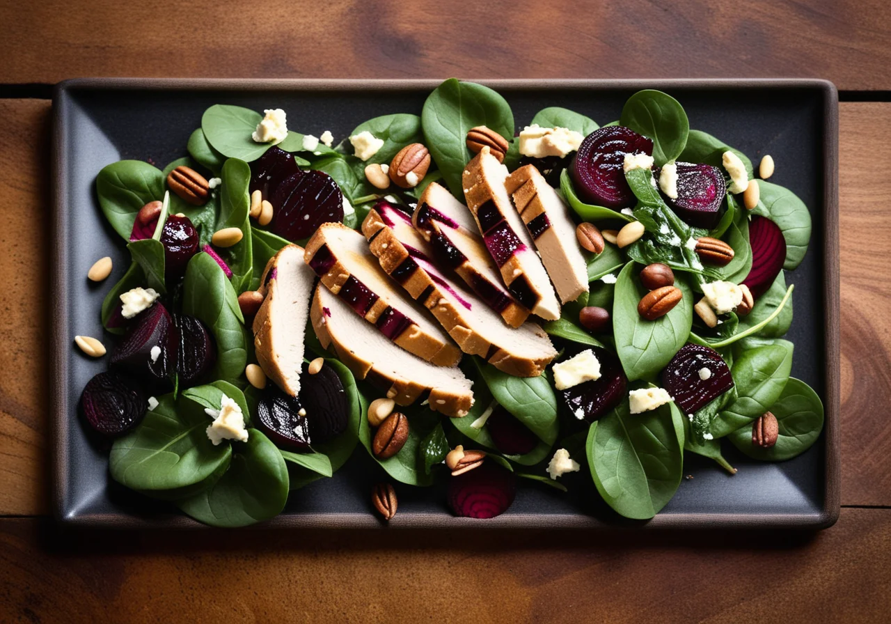 Spinach and Beet Salad with Chicken