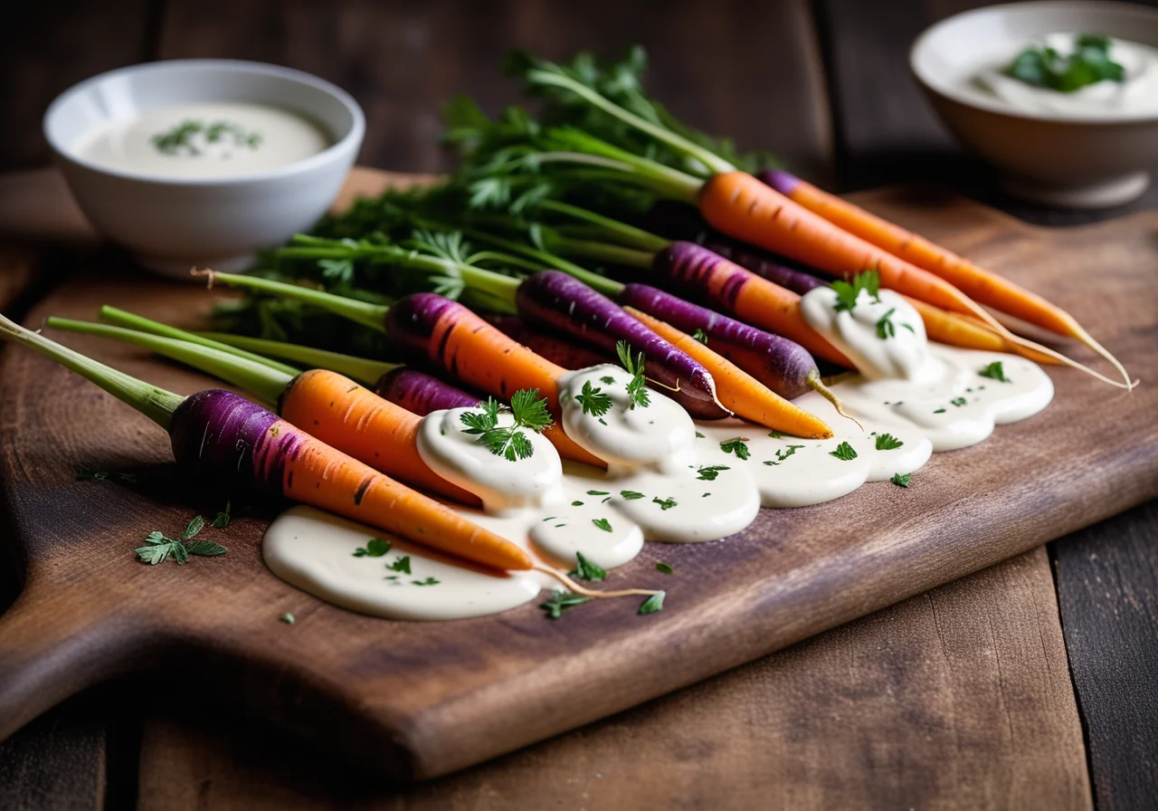 Purple Carrots with Garlic Yogurt