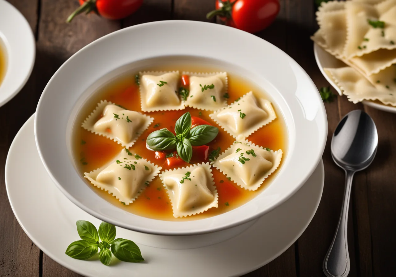 Ravioli in Chicken Broth