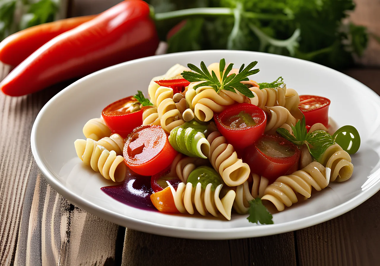 Pasta Pepper Salad with Chickpeas