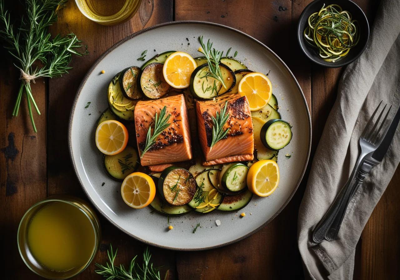 Marinated Salmon and Grilled Zucchini