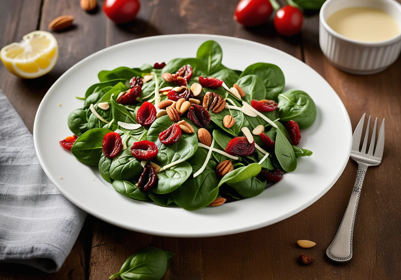 Spinach Salad with Sun-Dried Tomatoes and Cheese