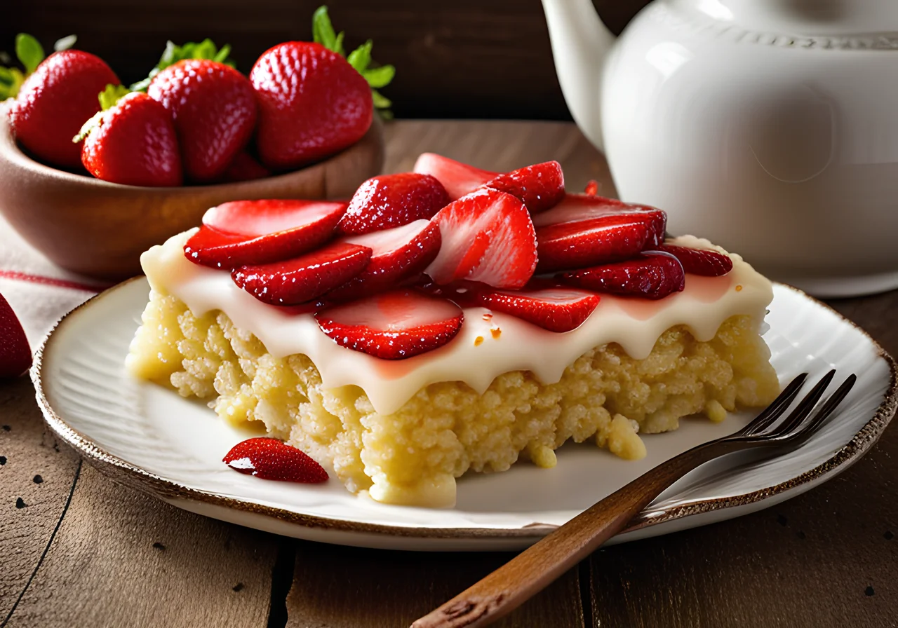 Milk Rice Casserole with Strawberries